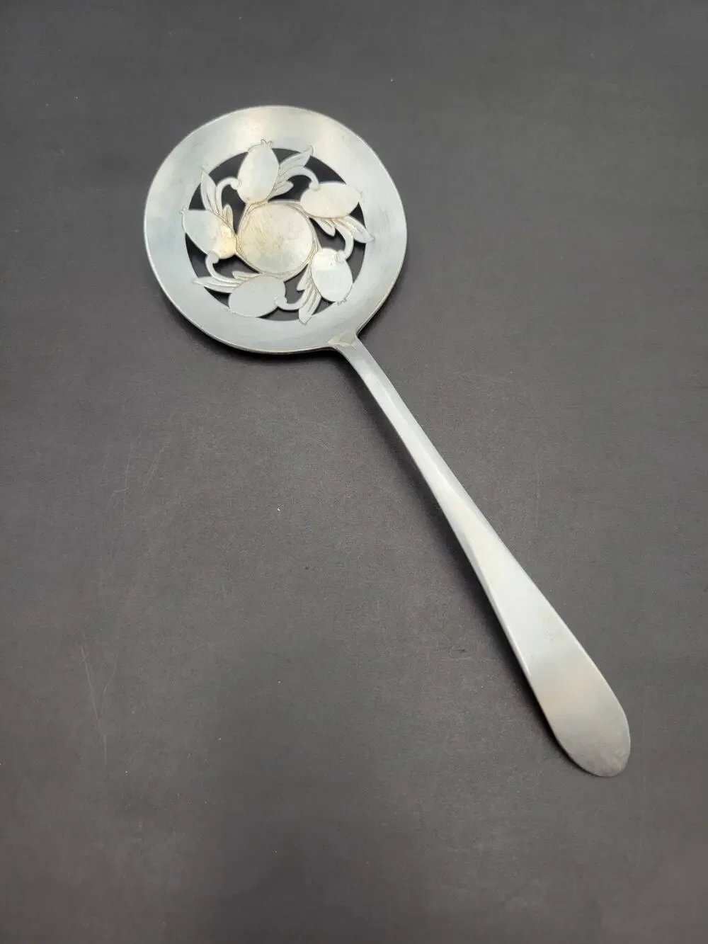 Rogers International Silver Co. TS Round Slotted Serving Spoon Vtg